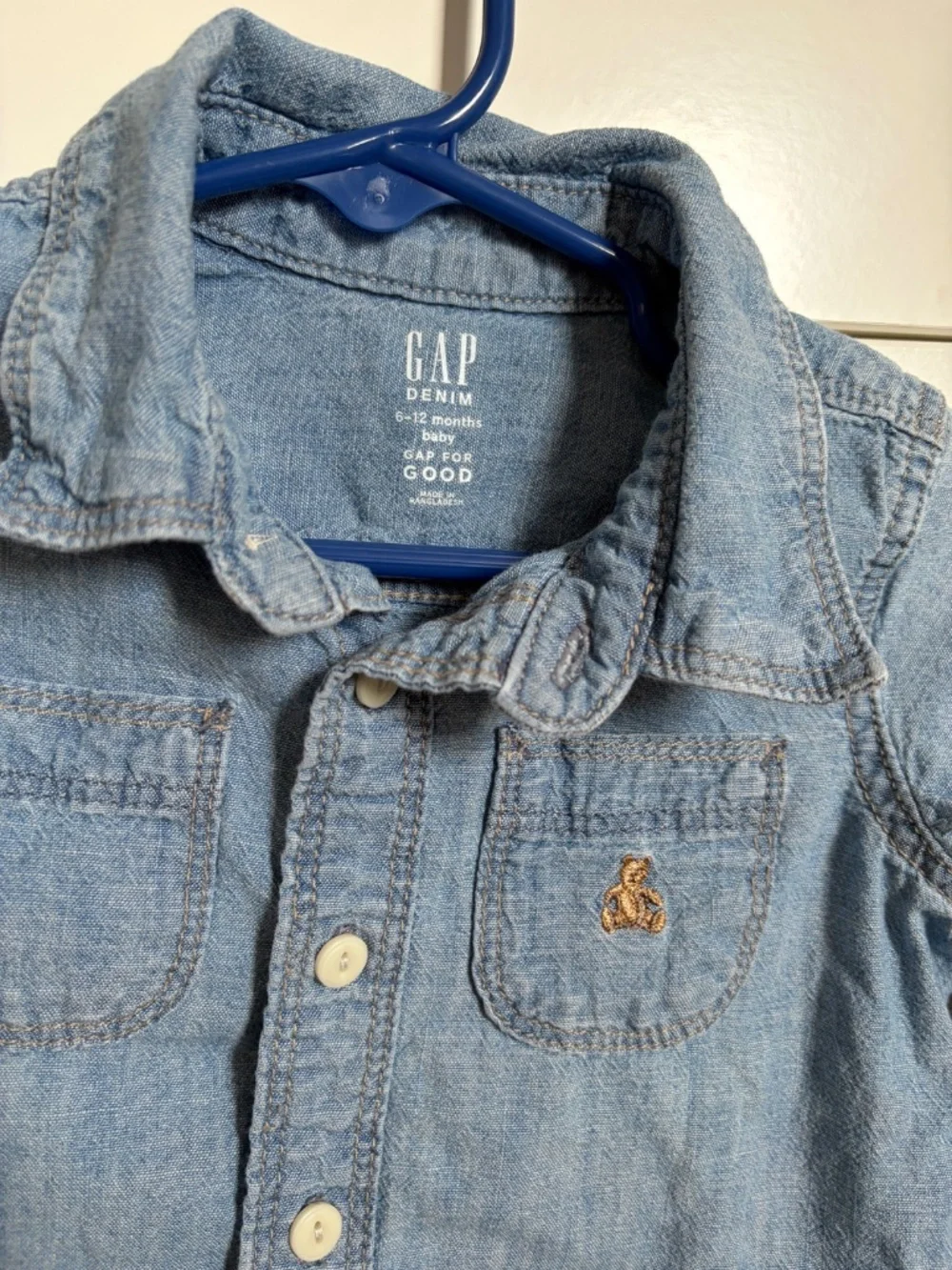 Baby Gap Denim Shirt Chambray Shirt Long Sleeve Button Up Size 6-12M